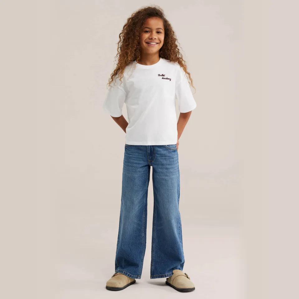 WE Fashion Blue Ridge low waist wide leg jeans - blauw Medium blue denim