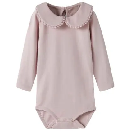 NAME IT BABY katoenen romper met franjes en backprint - lila Paars Meisjes Stretchkatoen Peter Pan-kraag