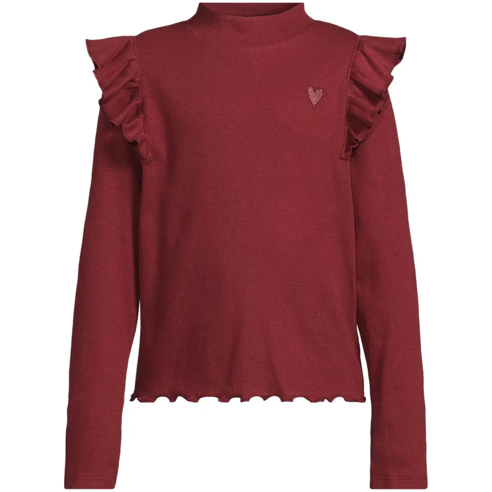 Me & My Monkey longsleeve met ruches donkerrood, foto 2