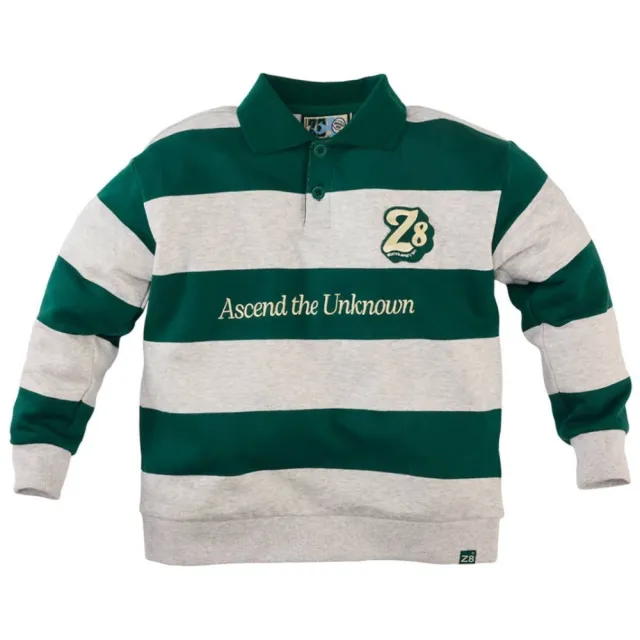 Z8 kids gestreepte sweater met tekst - groen/lichtgrijs