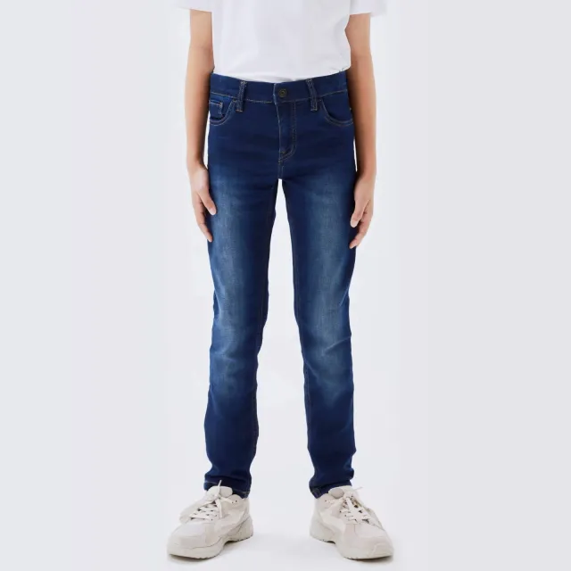 NAME IT KIDS slim fit jeans NKMTHEO dark blue denim