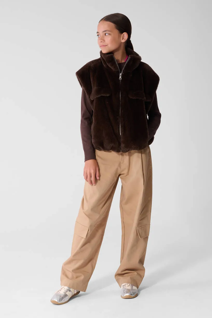 Shoeby teddy oversized gilet - donkerbruin