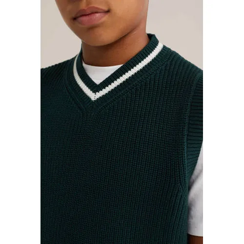 WE Fashion katoenen gebreide spencer - donkergroen, foto 3
