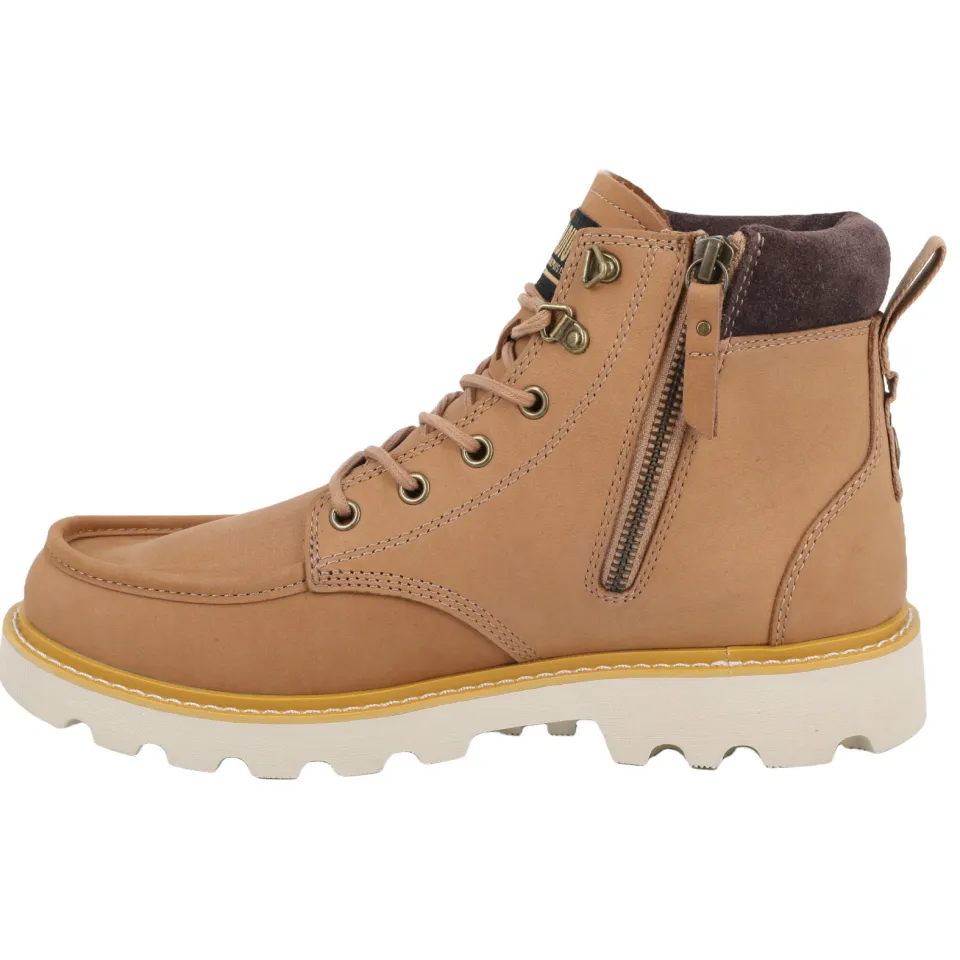 Palladium Trooperlite Grit Zip leren veterboots met profielzool - camel, foto 4