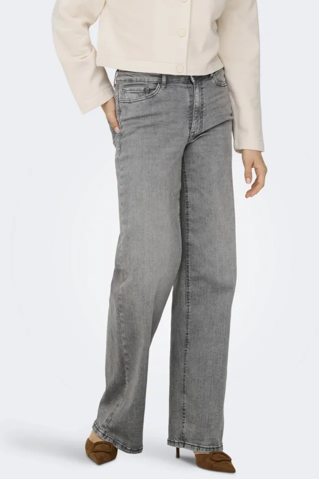 JDY high waist wide leg jeans grey denim, foto 5