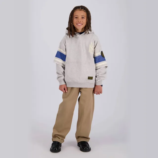 Vingino oversized hoodie met backprint - grijs/blauw Grijs melange/blauw