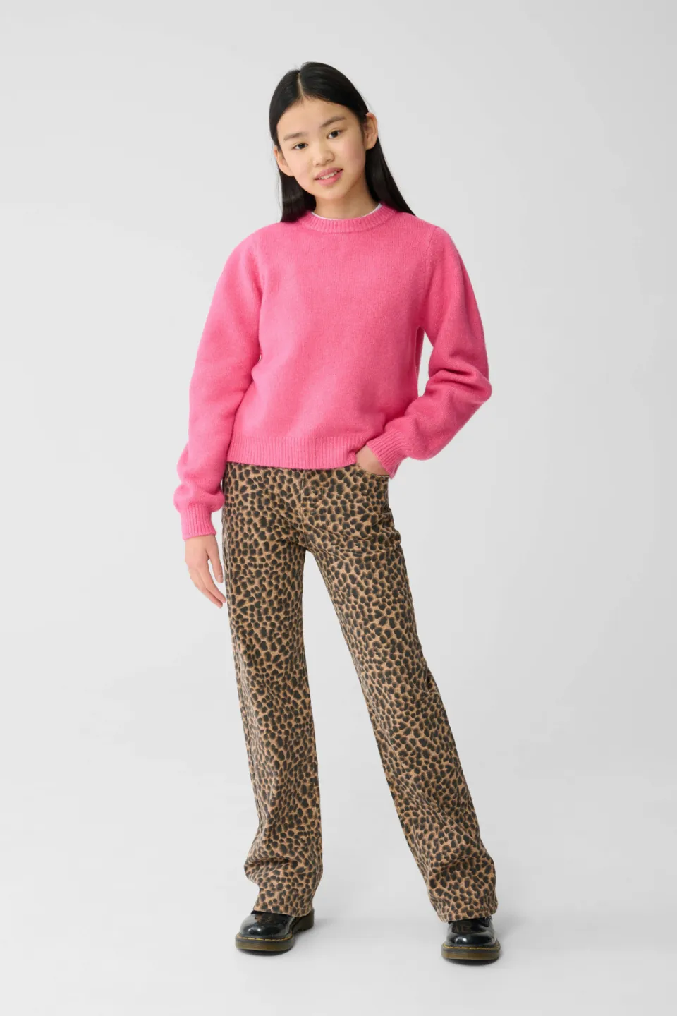 Shoeby high waist straight leg broek met panterprint bruin Bruin/zwart
