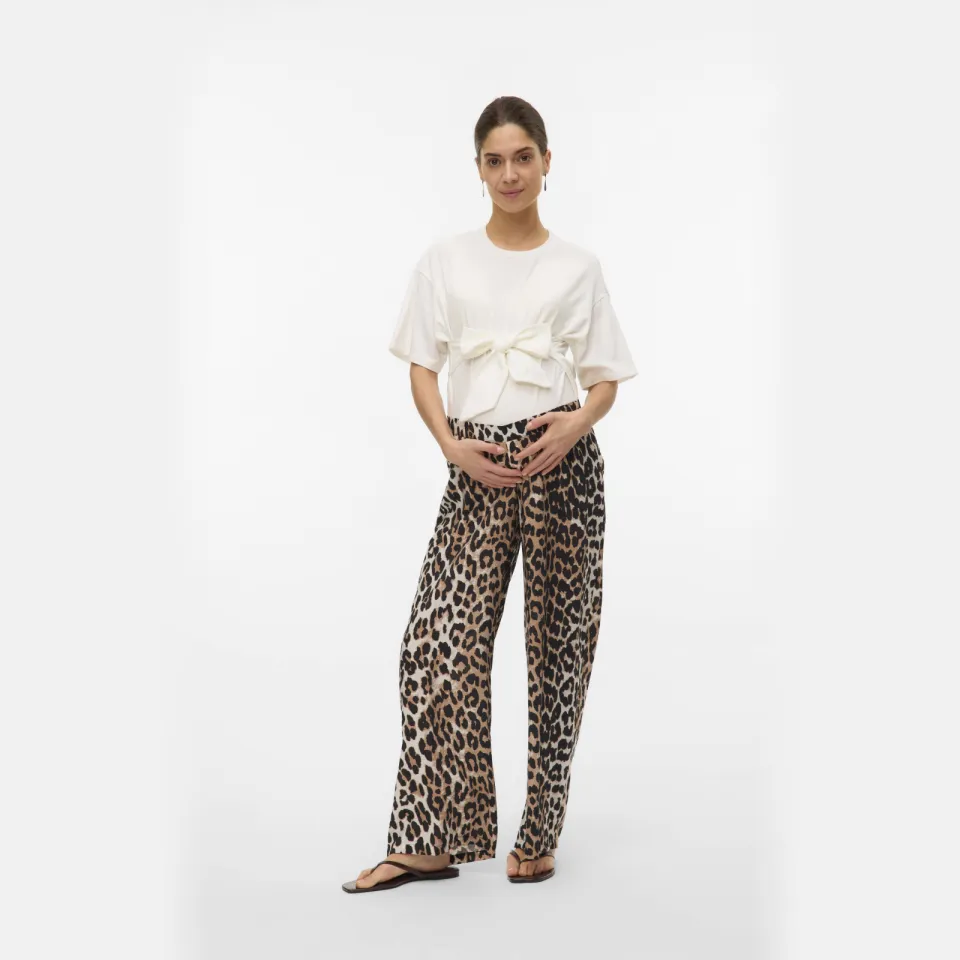 Vero Moda VMMJOSIE wide leg zwangerschapsbroek bruin, foto 3