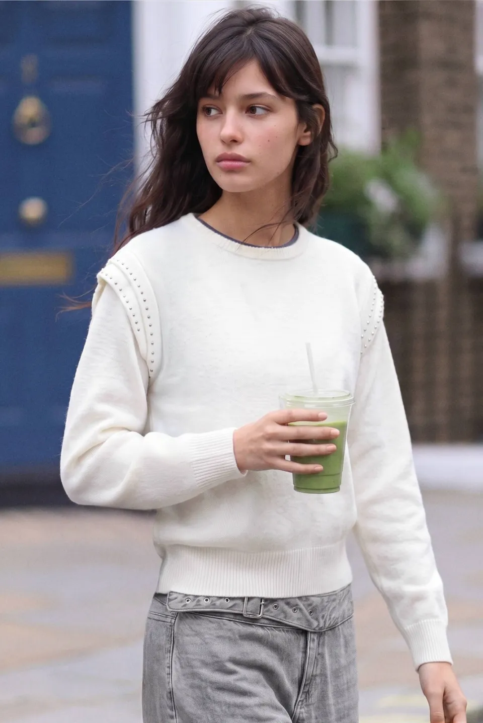Mango TEEN gebreide trui met ruches - naturel wit, foto 3