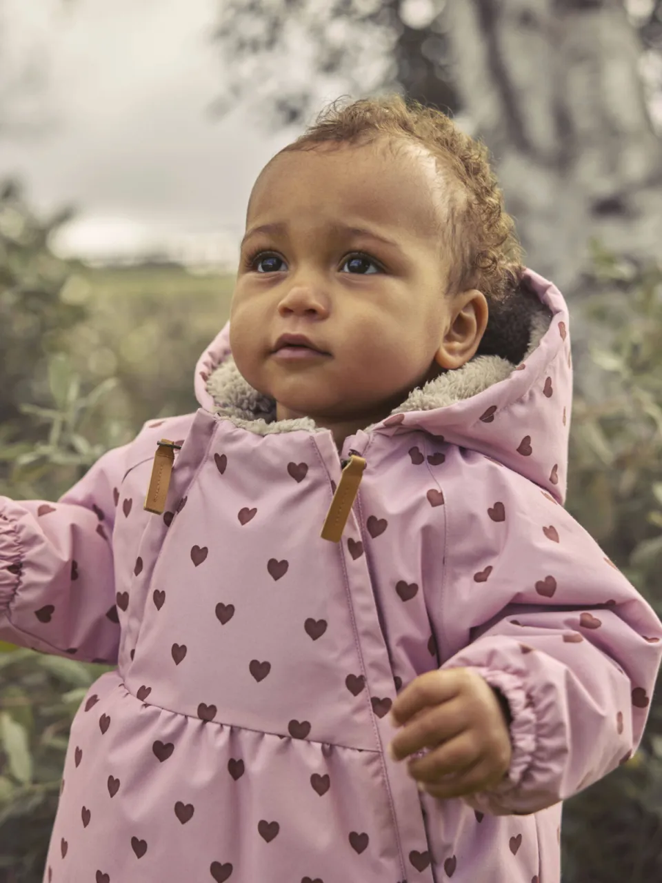 Lil' Atelier Baby winterjas met hartjes roze, foto 5