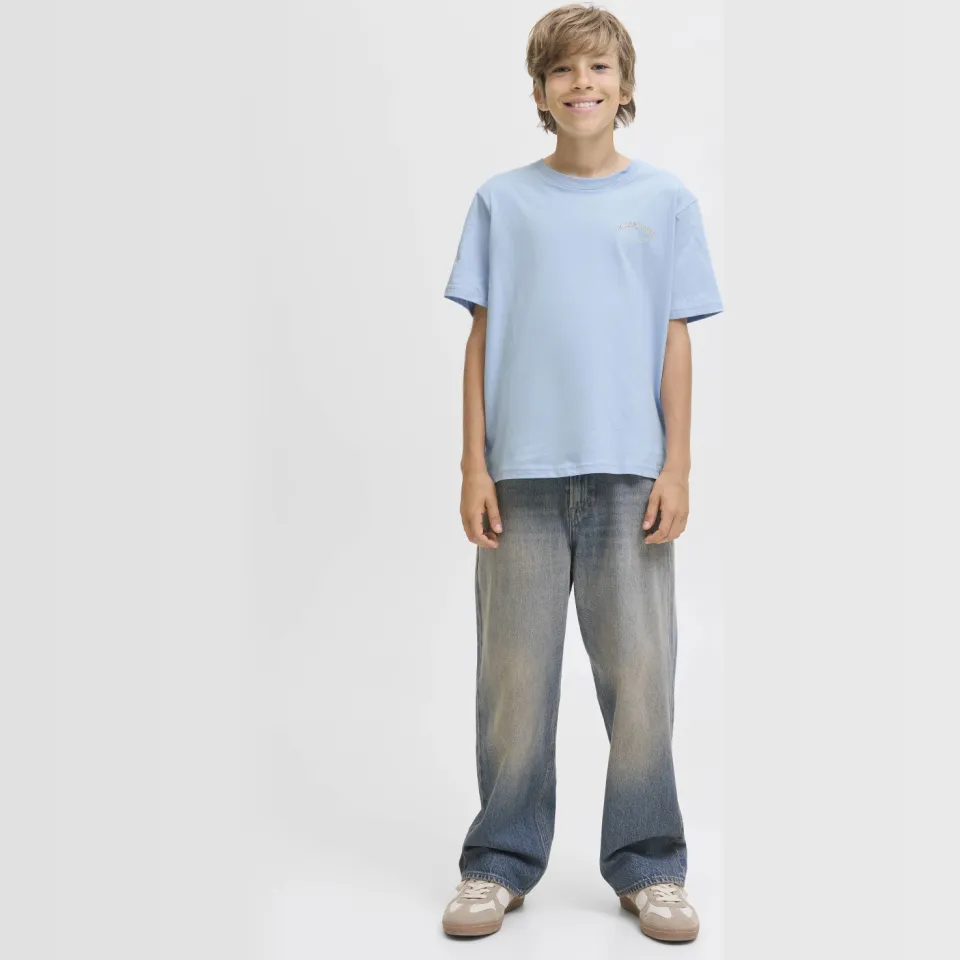Jack & Jones Junior t-shirt met backprint lichtblauw