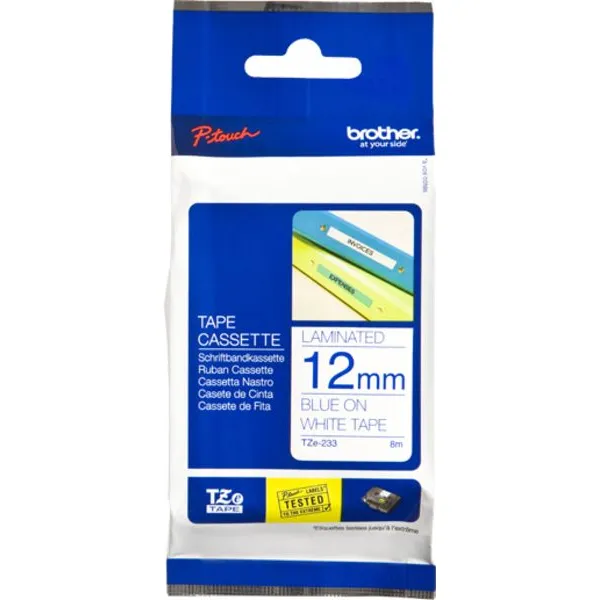 Brother TZe-233 Tape Blauw op wit (12 mm), foto 2