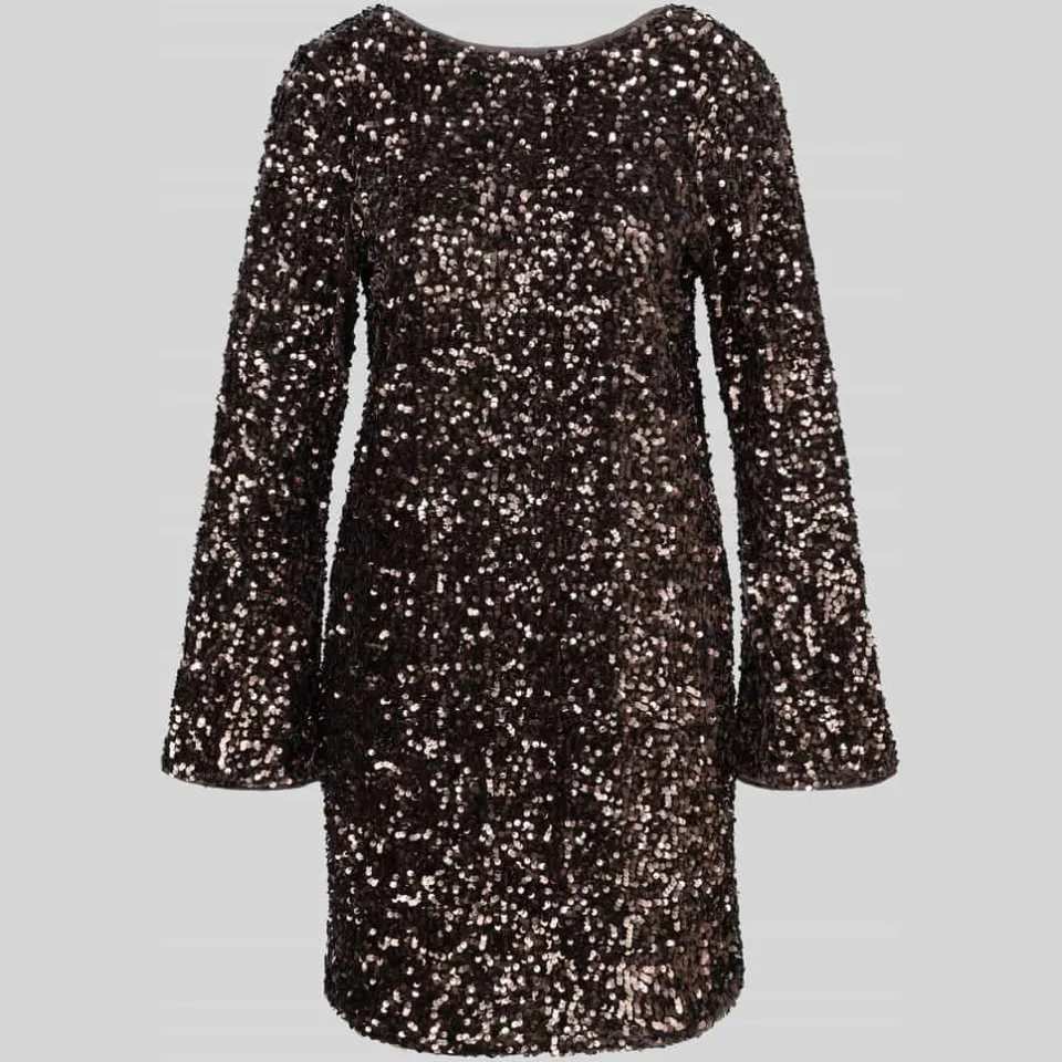 Only paillettenjurk donkerbruin/goud, foto 2
