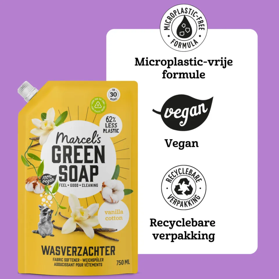 Marcel's Green Soap wasverzachter Vanille & Katoen navulling, foto 3