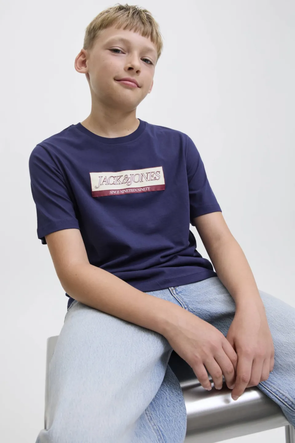 Jack & Jones t-shirt marineblauw logo, foto 4