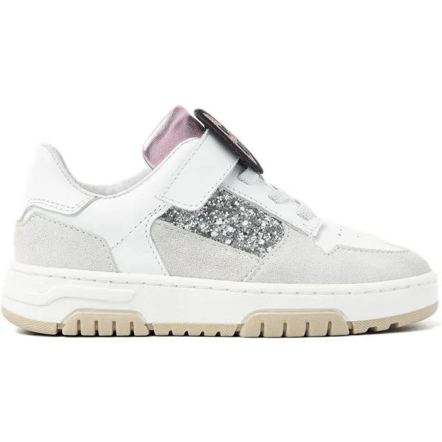 Nubikk Basket Court Jr leren sneakers wit/zilver
