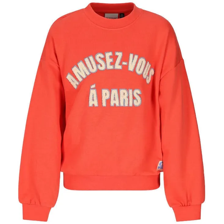 Retour Jeans oversized sweater met tekst - koraalrood, foto 2