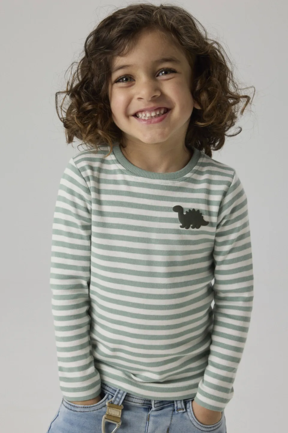 NAME IT MINI longsleeve met streepdessin lichtgroen Lichtgroen/wit