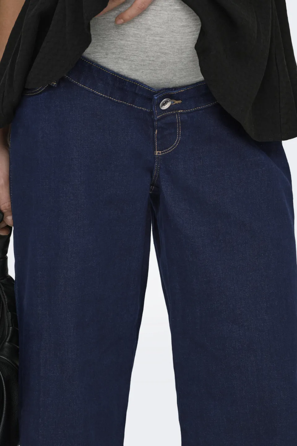 Only MATERNITY low waist zwangerschaps wide leg jeans dark blue denim, foto 5