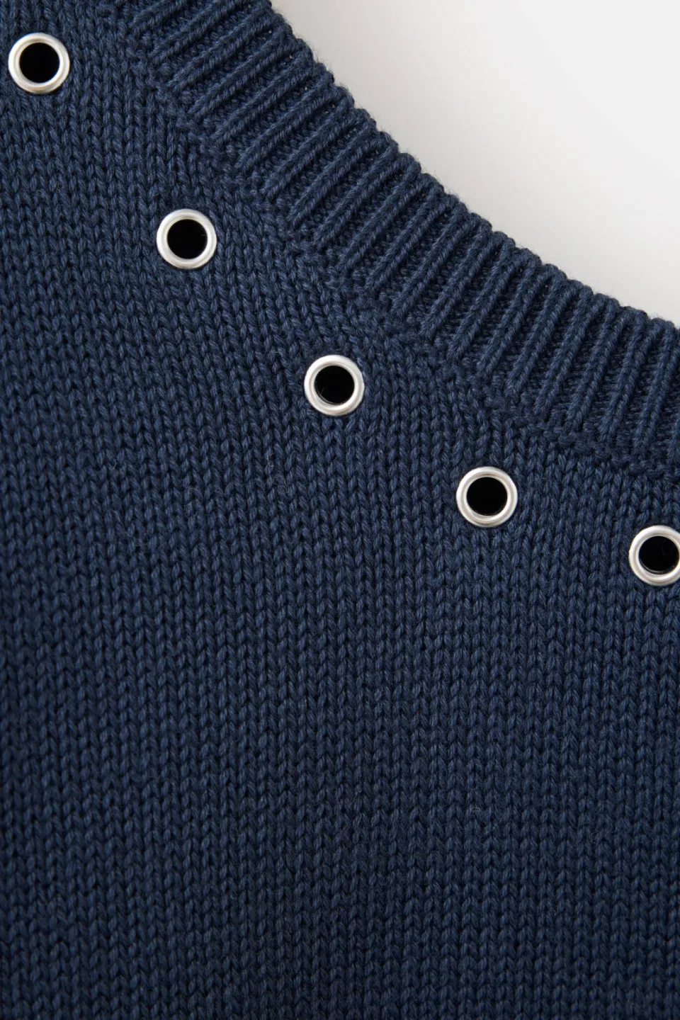 Mango TEEN katoenen gebreide trui - marineblauw, foto 5