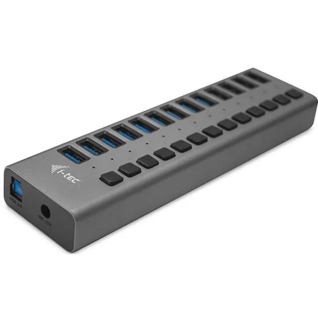 i-tec 13-poorts usb-hub met voedingsadapter grijs