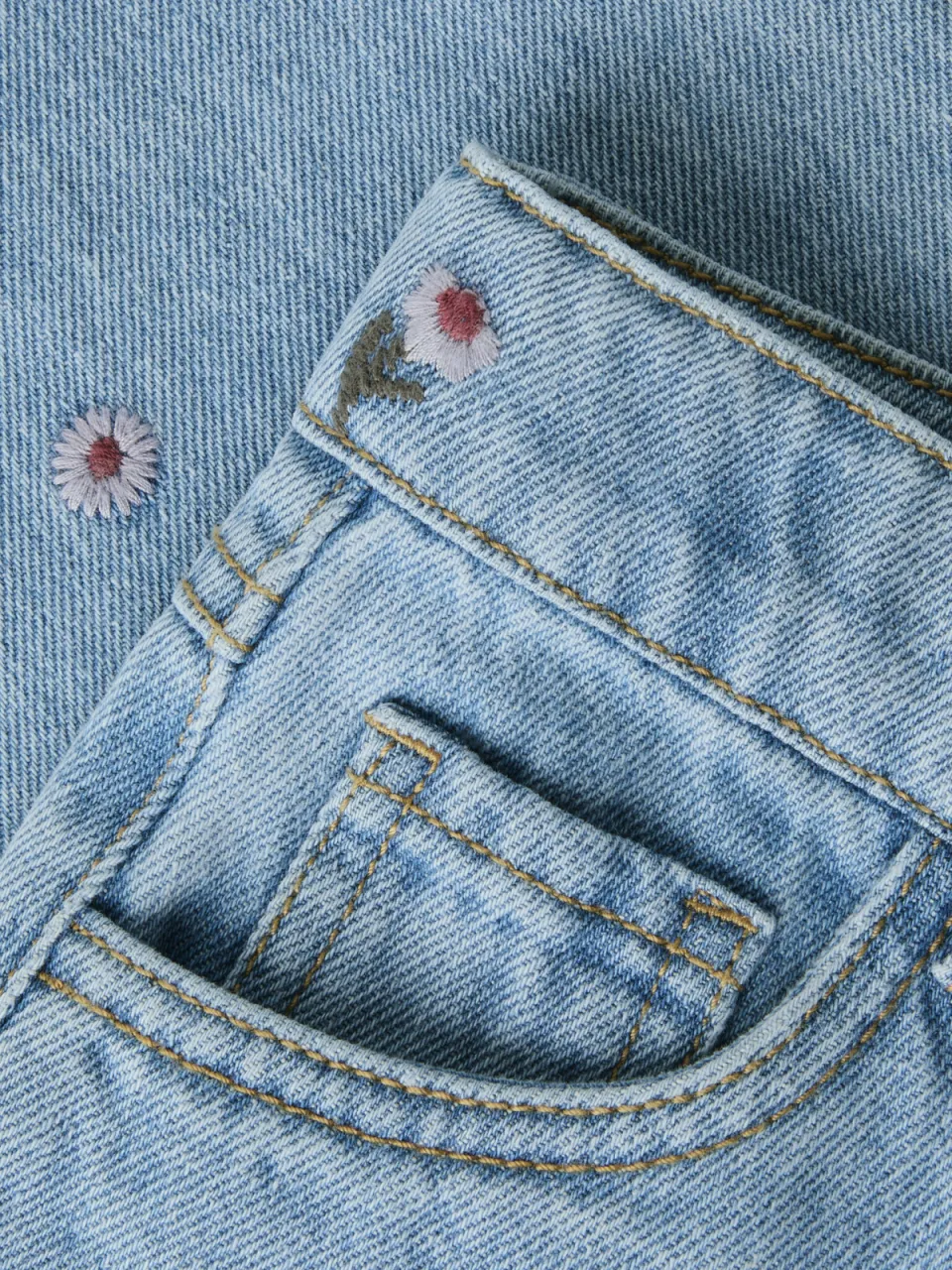 NAME IT MINI NMFROSE wide leg gebloemde jeans met borduursels - medium blue denim, foto 2