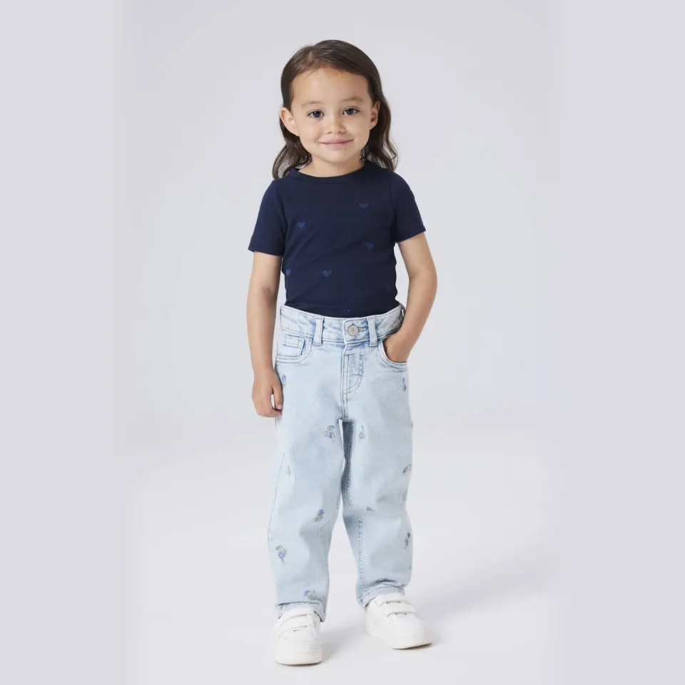 NAME IT MINI mom jeans light blue denim Light blue denim flowers