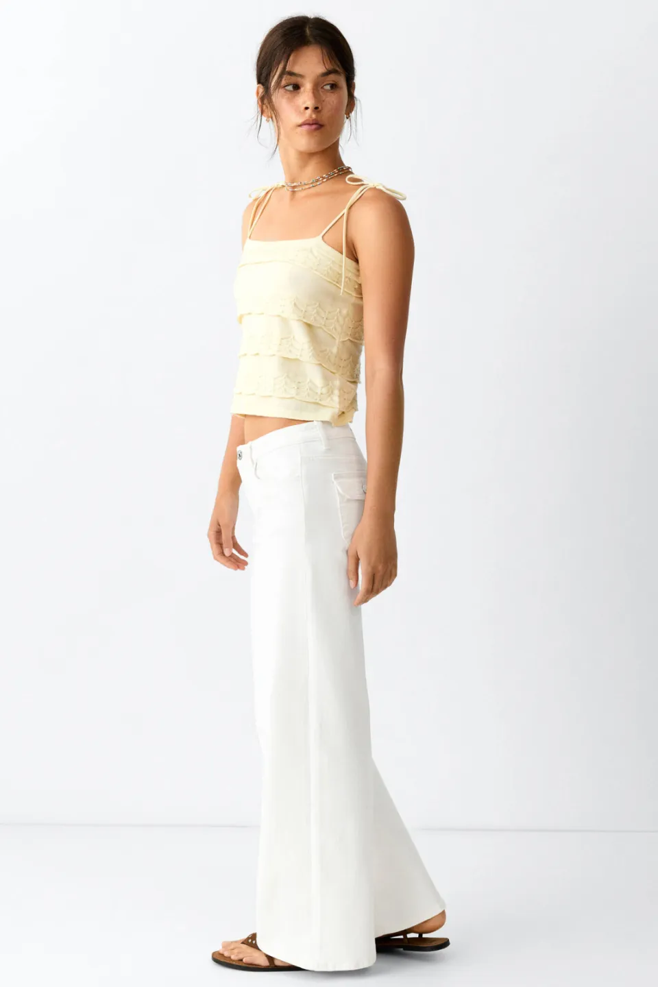 Mango TEEN wide leg jeans - wit, foto 3