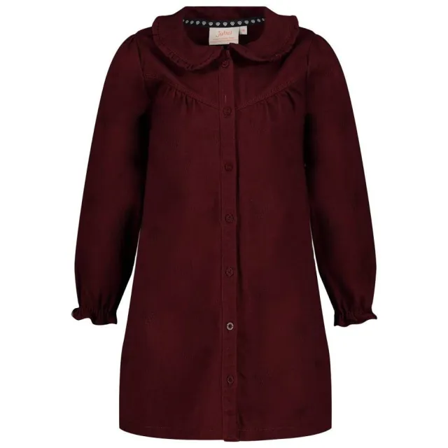 Jubel midi jurk met ruches bordeauxrood, foto 2
