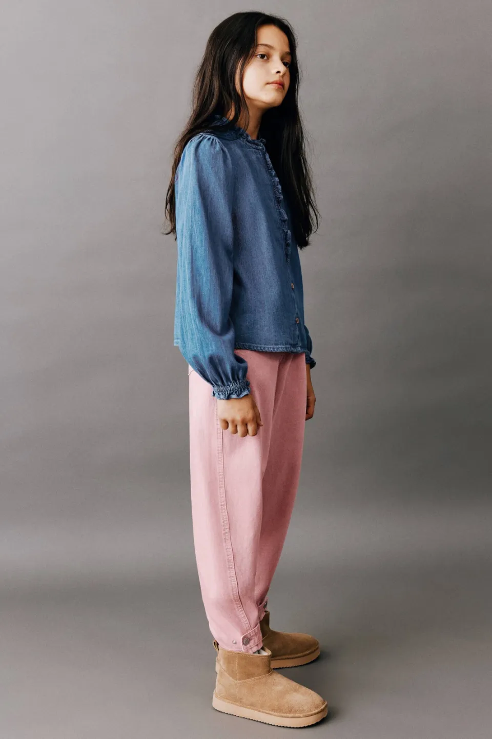 Mango Kids ballon barrel jeans - roze, foto 3