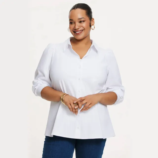 Yoek blouse met pofmouw wit