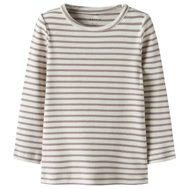 NAME IT MINI longsleeve gebreid gestreept ecru Paars/ecru