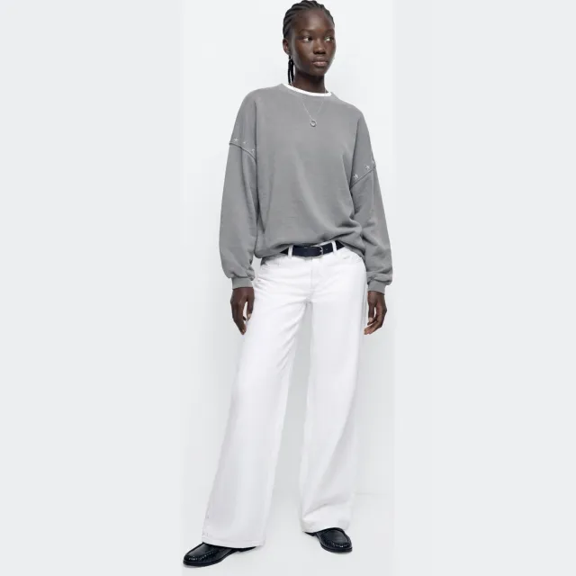 Mango TEEN oversized sweater met studs - grijs