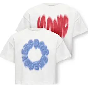 Only t-shirt wit (set van 2) Wit/blauw/rood