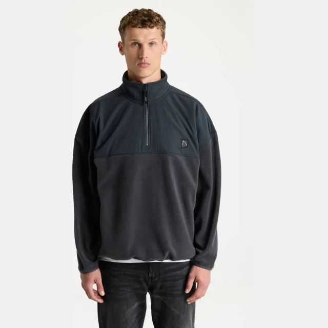 CHASIN' Ridge Half Zip relaxed fit fleecetrui - grijs Antraciet
