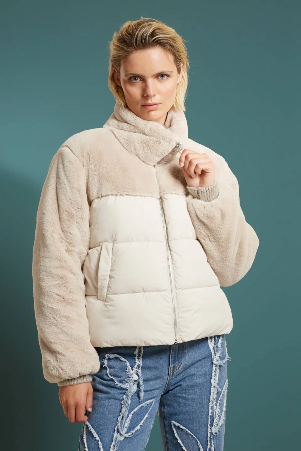 Only Wanja gewatteerde jas beige, foto 4