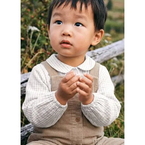 Mango Kids katoenen geruite romper - wit, foto 3