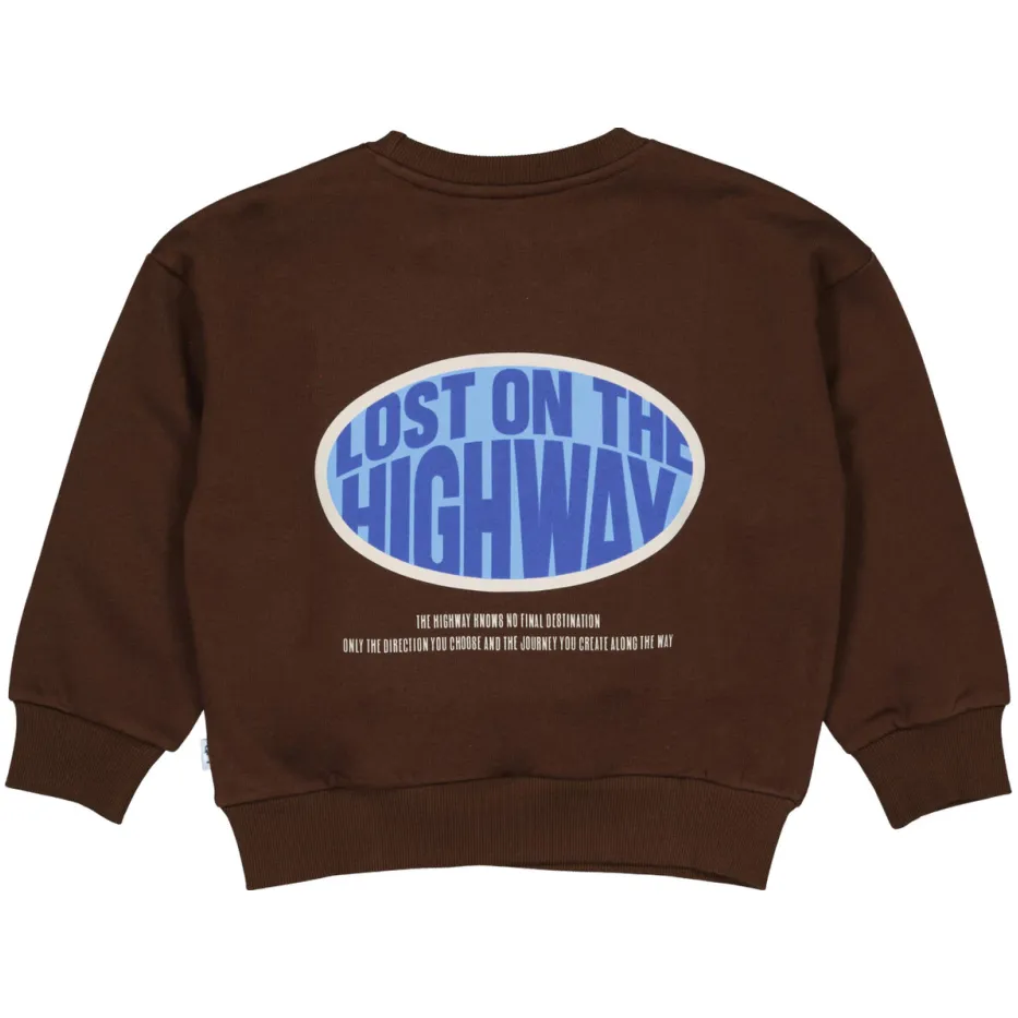 QPI sweater met backprint - bruin/blauw, foto 3