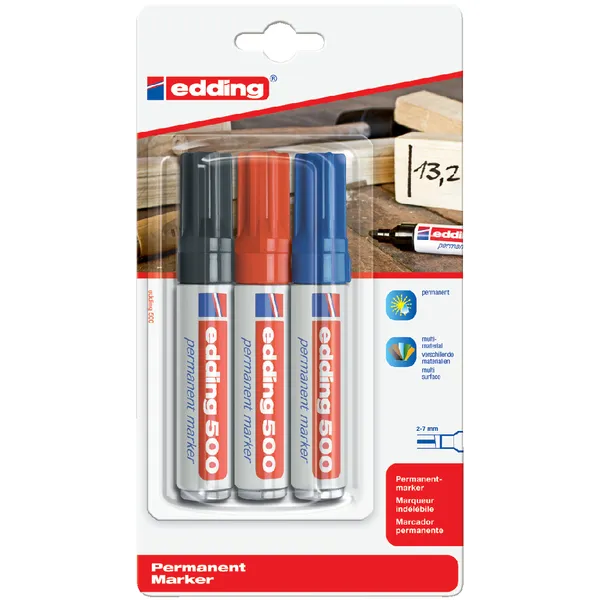 Edding Viltstift edding 500 schuin assorti 2-7mm blister blauw