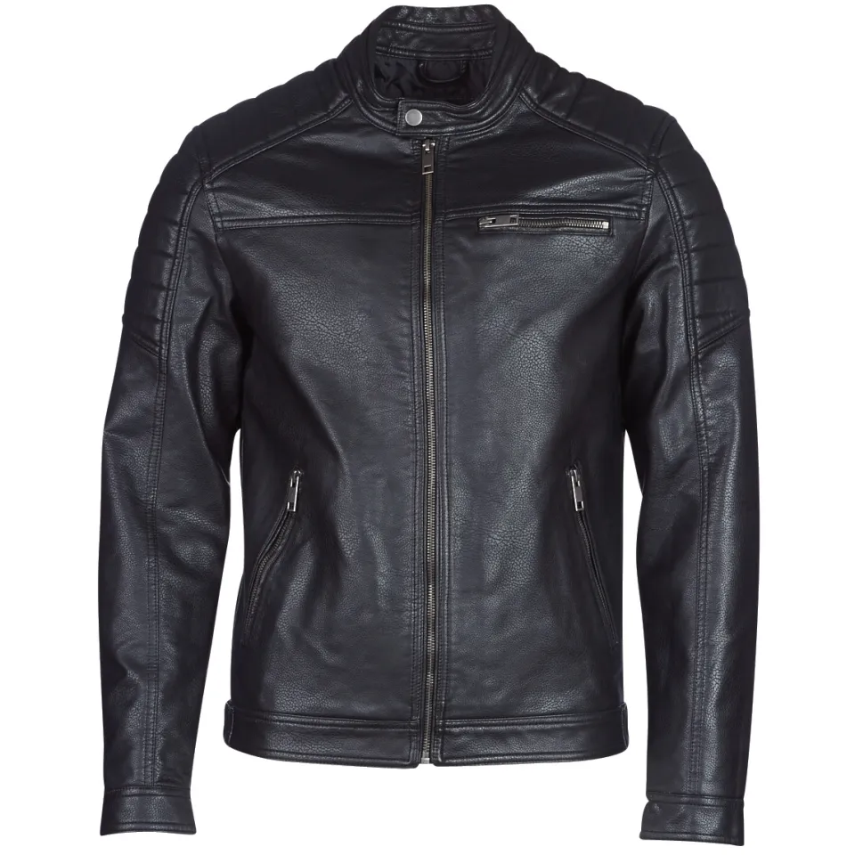 Jack & Jones JJEROCKY imitatieleren jas zwart, foto 2