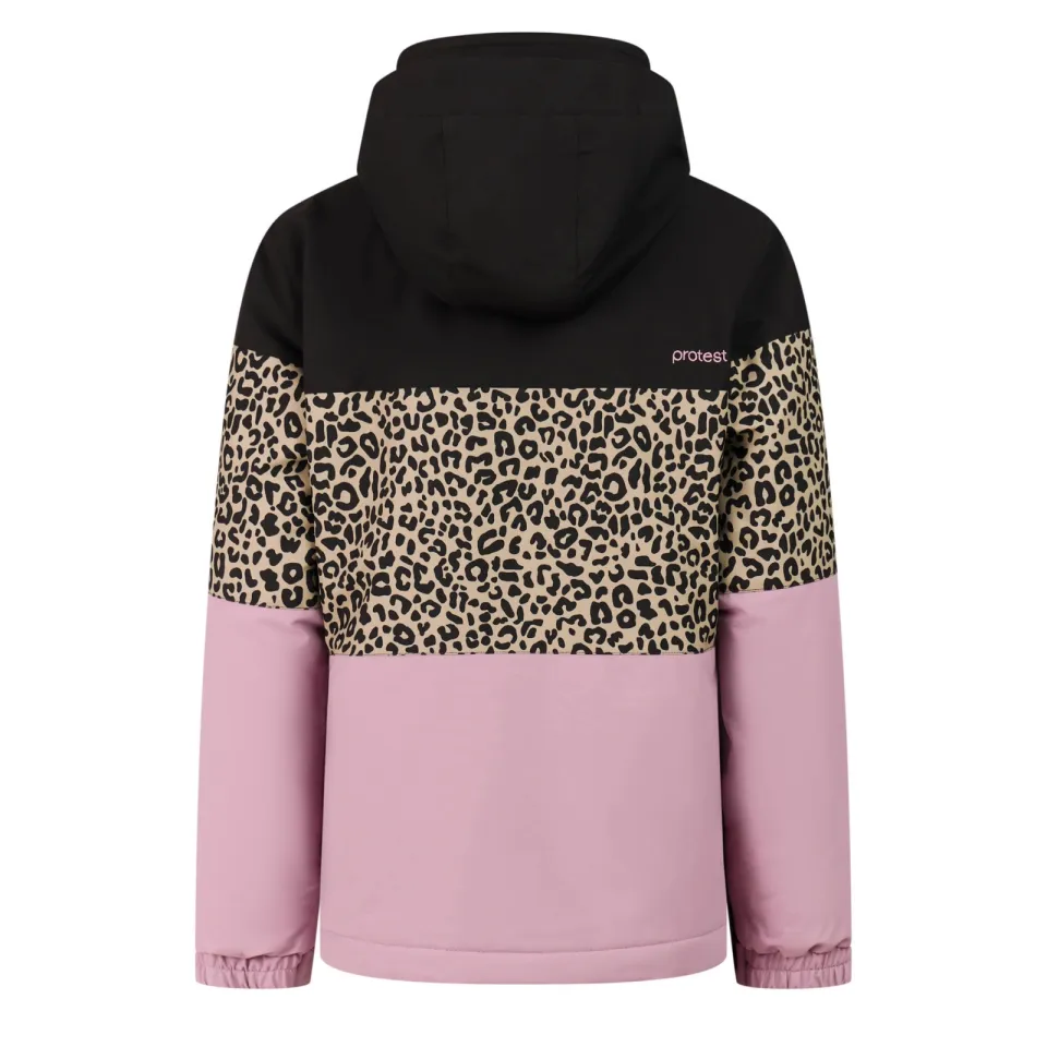 Protest PRTDeline JR ski-jas met dierenprint - zwart/roze/zand, foto 4