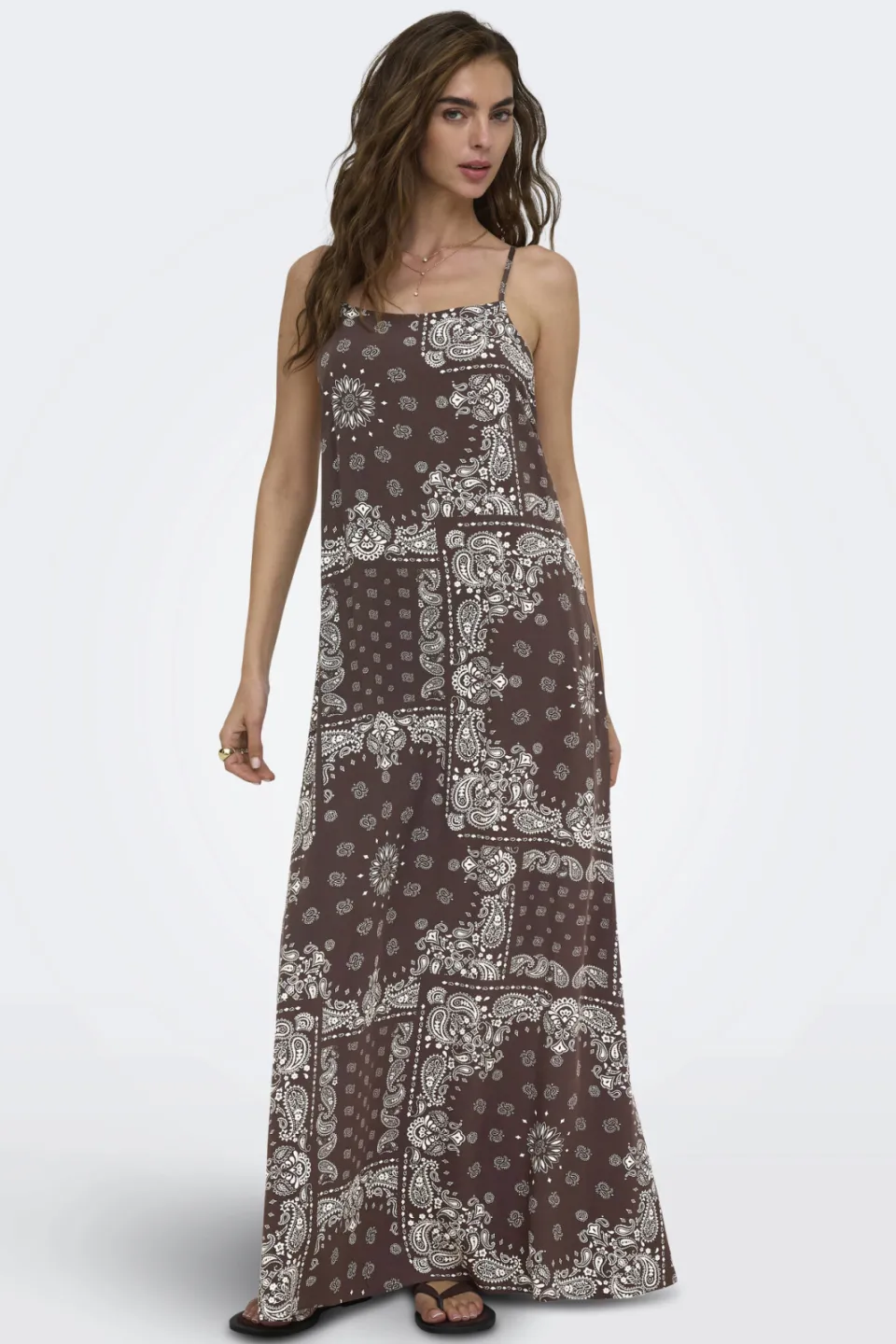 Only AMBEL maxi jurk bruin, foto 2