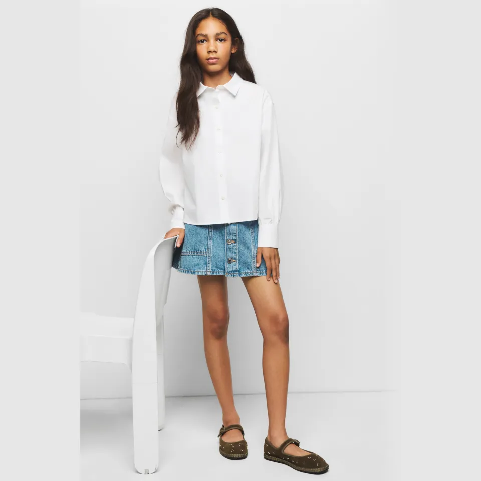 Mango Kids blouse met klassieke kraag wit