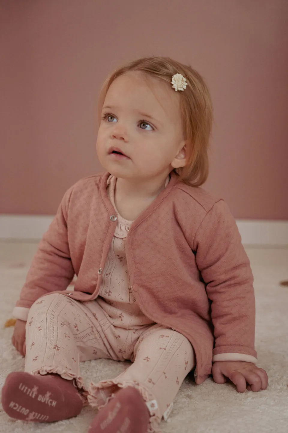 Little Dutch straight legging roze met bloemen