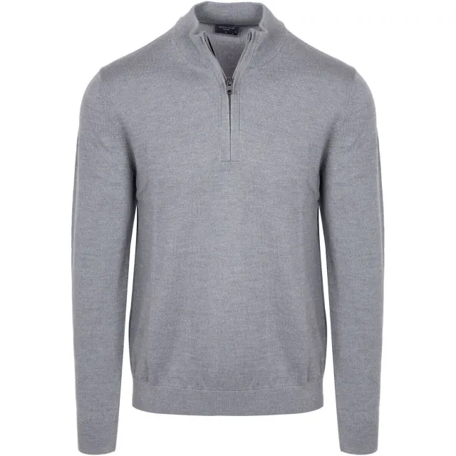 Olymp Sweater Olymp Half Zip Trui Wol Grijs zilvergrijs
