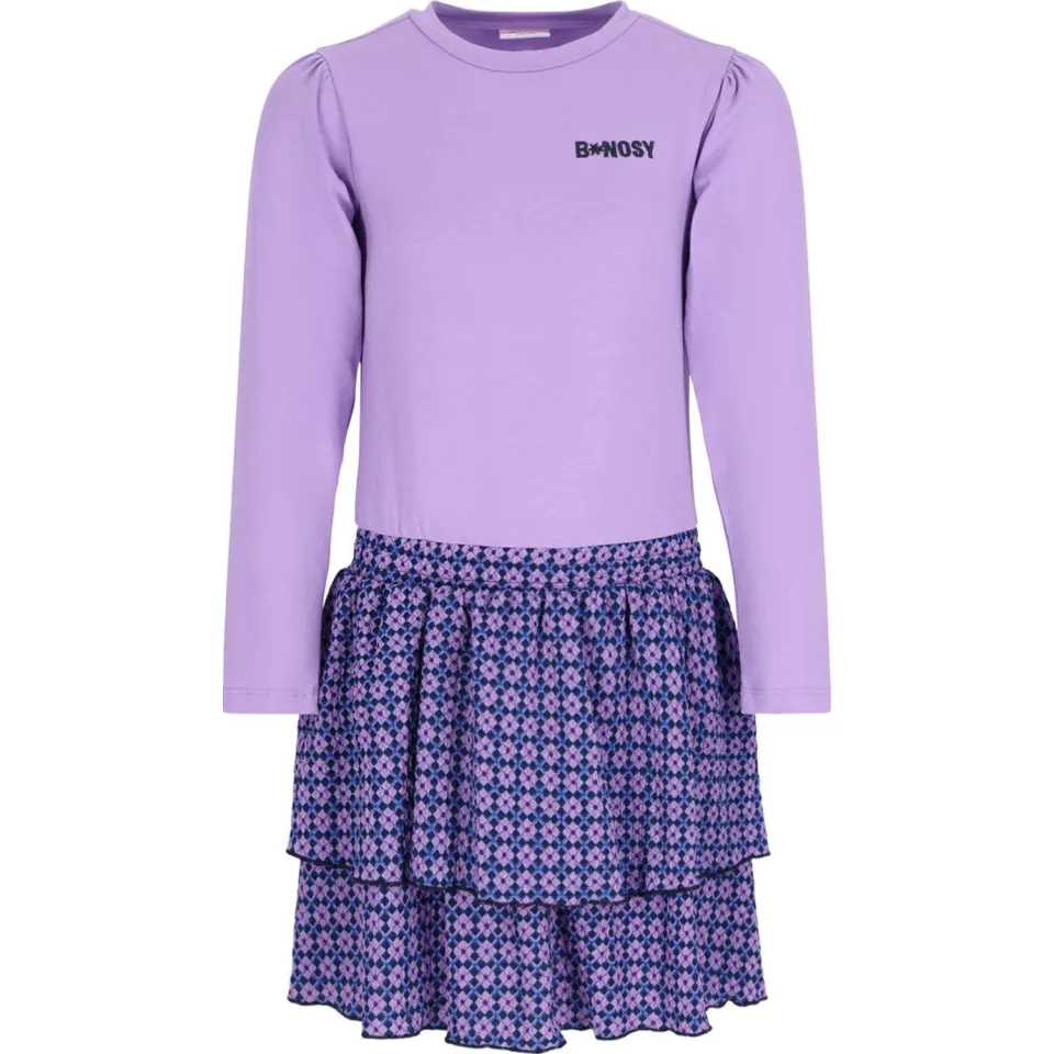 B.Nosy midi jurk met print paars lila, foto 3