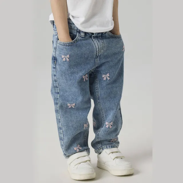 NAME IT MINI loose fit jeans NMFBELLA met strikjes Medium blue denim Medium Blue Denim-Bows