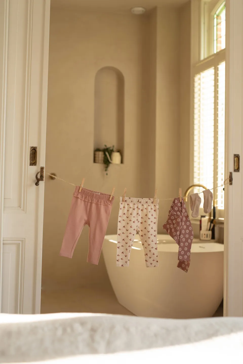 Dirkje skinny leggings met ruches roze (set van 3), foto 4