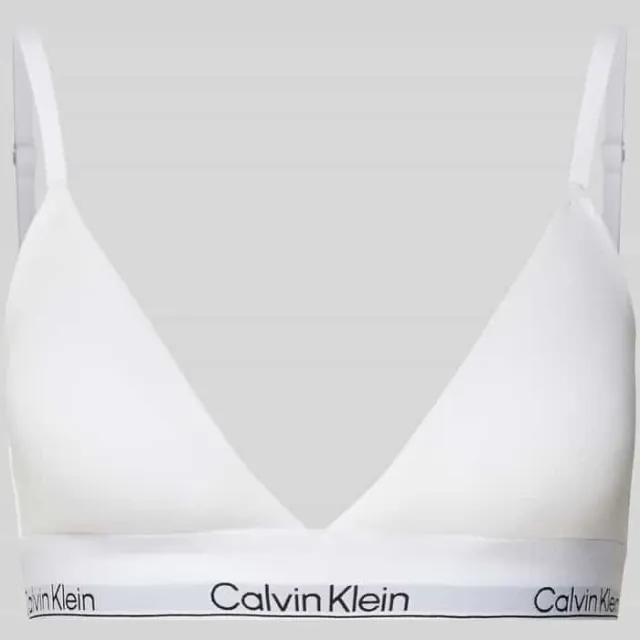 Calvin Klein Triangelbeha met logo in band en spaghettibandjes wit, foto 2