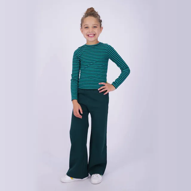 Vingino gestreepte longsleeve donkergroen/aqua